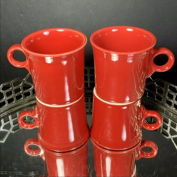 Fiesta Mug Scarlet Coffee Tea Cup Tom & Jerry Red Lot 4 Fiestaware #G10